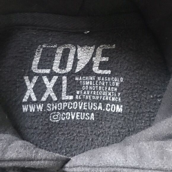 Cove Surf Co Black Cotton Fleece Logo Long Sleeve Mens Sweatshirt Hoodie XXL - Picture 9 of 9